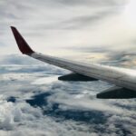 Grey and Red Airliner Wing