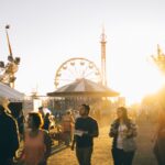group of people walking on amusement park