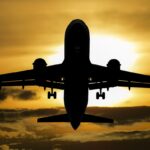 aircraft, sunset, silhouette