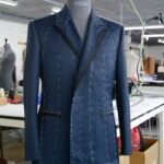 blue and white polka dot blazer