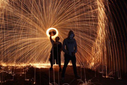 steel wool, firespin, art
