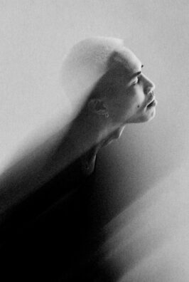 Man with blurred motion effect in profile