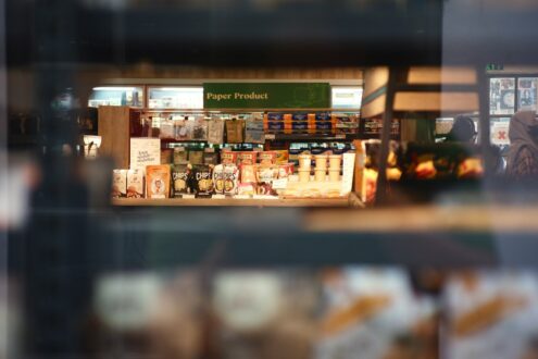 a store front with a lot of items in it