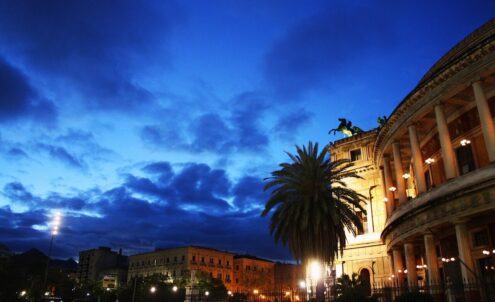 palermo, polytheama, square, nature, sunset, teatro, city, evening, sky, twilight, urban landscape, sicily