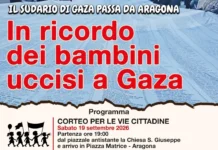 “Il sudario di Gaza passa da Aragona” in ricordo dei bambini uccisi