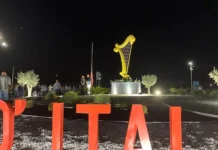 Un Arpa all’ingresso di Sambuca di Sicilia, inaugurata la nuova rotonda